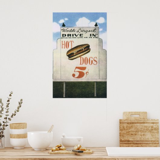  Billboard, werelds grootste drive in hotdogs Poster (Keuken)