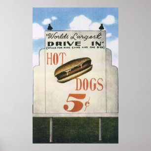 Billboard, werelds grootste drive in hotdogs Poster