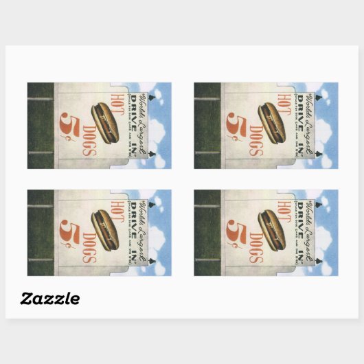  Billboard, werelds grootste drive in hotdogs Rechthoekige Sticker (Vel)
