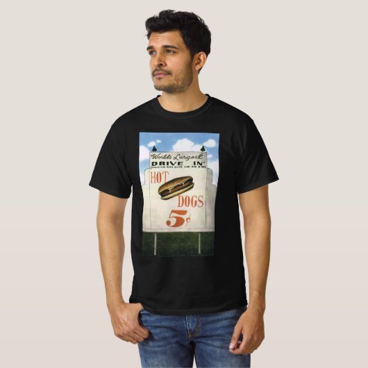  Billboard, werelds grootste drive in hotdogs T-shirt (Voorkant volledig)