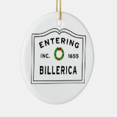 Billerica, MA Holiday Wreath Metal Ornament (Rechts)