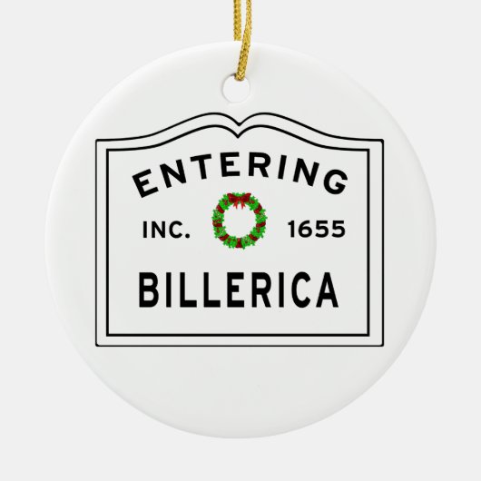 Billerica, MA Holiday Wreath Metal Ornament (Voorkant)