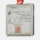 Billeting bon, 1759 metalen ornament (Links)