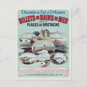 Billets de Bains de Mer France Vintage Poster 1888 Briefkaart