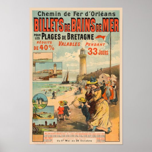 Billets de Bains de Mer Vintage Poster 1890 (Voorkant)