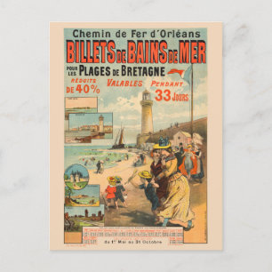 Billets de Bains de Mer Vintage Poster 1890 Briefkaart