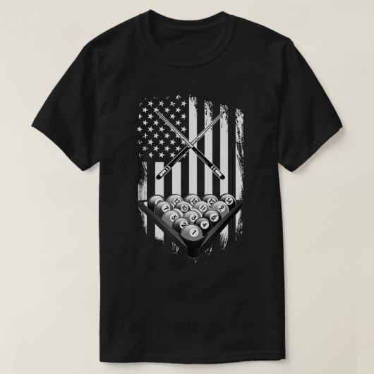  Billiard American Flag Pool Player Cadeau T-shirt (Design voorkant)