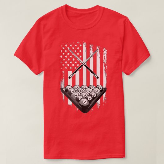  Billiard American Flag Pool Player Cadeau T-shirt (Design voorkant)