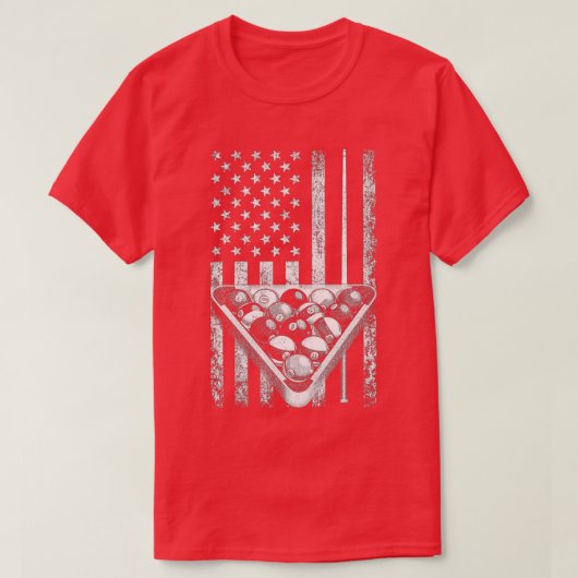 Billiard American Flag Pool Player T-shirt (Design voorkant)