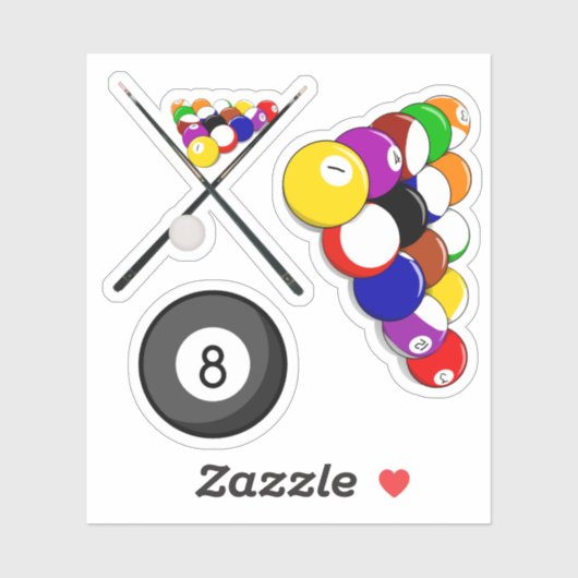 Billiard Ball and Cue Sticks Sticker (Vel)