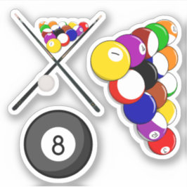 Billiard Ball and Cue Sticks Sticker