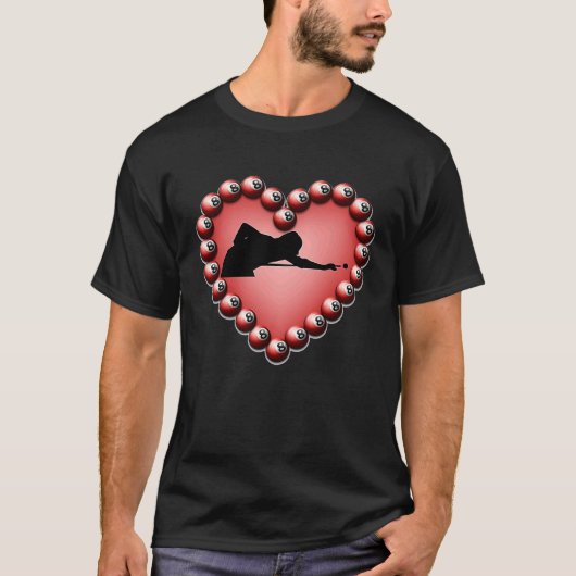 Billiard Ball Heart Valentine's Day Tees Teen Boys (Voorkant)