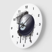 Billiard Ball op Abstracte Black Splotch Grote Klok (Hoek)