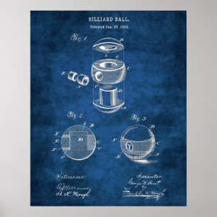 Billiard Ball patent #2 Pool Game Room Decor Poster