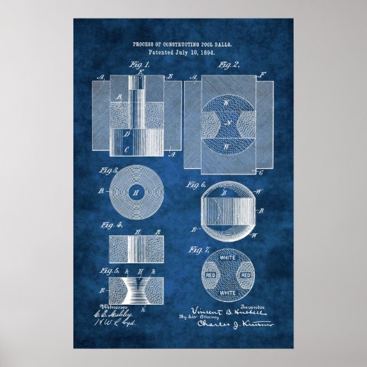 Billiard Ball Patent Art #11 Pool Room Wall Decor Poster (Voorkant)