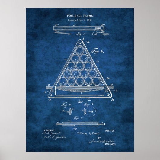 Billiard Ball Patent Art #3 Rec Room Wall Art Poster (Voorkant)