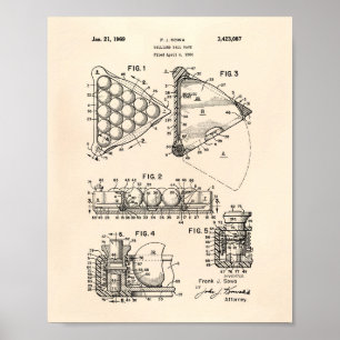 Billiard Ball Rack 1969 Patent Art - Old Peper Poster