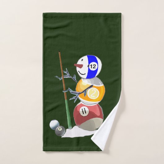 Billiard Ball Snowman Kerstmis Bad Handdoek (Handdoek)