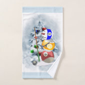 Billiard Ball Snowman Kerstmis Bad Handdoek (Handdoek)