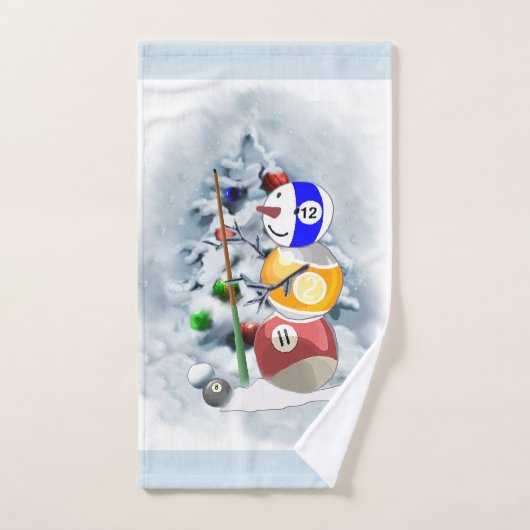 Billiard Ball Snowman Kerstmis Bad Handdoek (Handdoek)