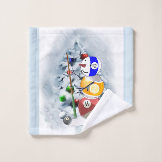 Billiard Ball Snowman Kerstmis Bad Handdoek (Wasdoekje)