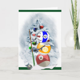 Billiard Ball Snowman Kerstmis Feestdagen Kaart