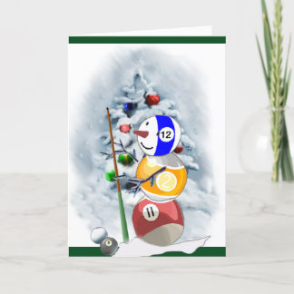 Billiard Ball Snowman Kerstmis Feestdagen Kaart