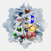 Billiard Ball Snowman Kerstmis Ornament Kaart (Voorkant)