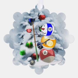 Billiard Ball Snowman Kerstmis Ornament Kaart