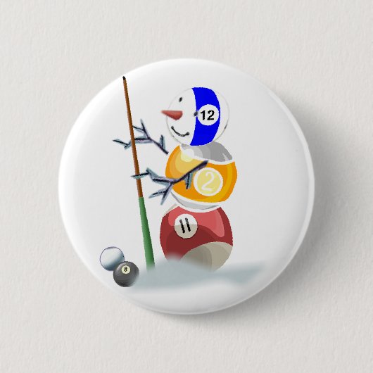 Billiard Ball Snowman Kerstmis Ronde Button 5,7 Cm (Voorkant)