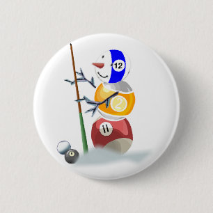 Billiard Ball Snowman Kerstmis Ronde Button 5,7 Cm