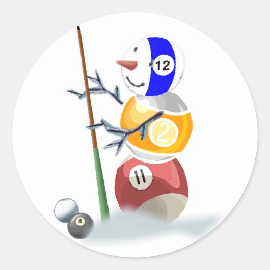 Billiard Ball Snowman Kerstmis Ronde Sticker (Voorkant)