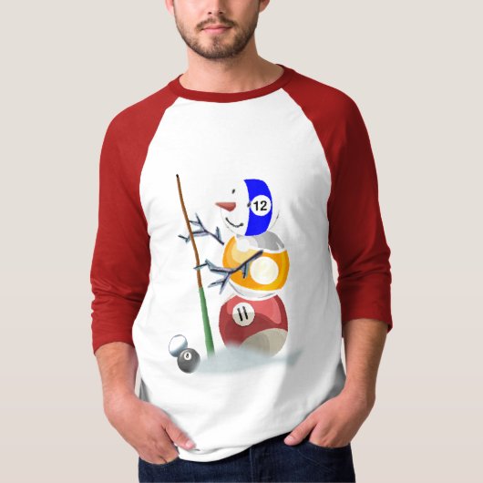 Billiard Ball Snowman Kerstmis T-shirt (Voorkant)