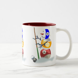 Billiard Ball Snowman Kerstmis Tweekleurige Koffiemok