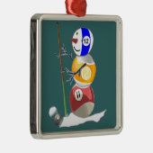 Billiard Ball Snowman Metalen Ornament (Rechts)
