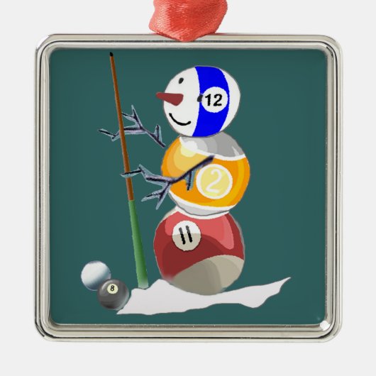 Billiard Ball Snowman Metalen Ornament (Voorkant)
