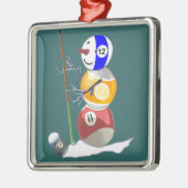 Billiard Ball Snowman Metalen Ornament (Links)