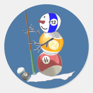 Billiard Ball Snowman Ronde Sticker