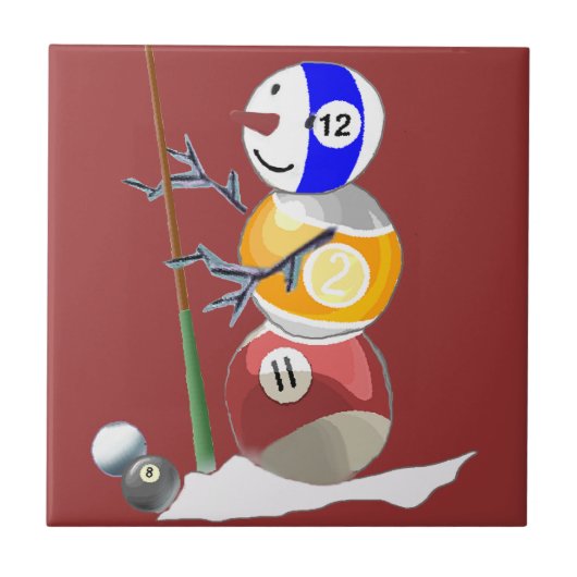 Billiard Ball Snowman Tegeltje (Voorkant)