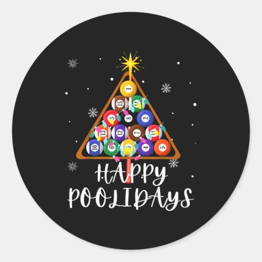 Billiard Ball Xmas Tree Ol Billiards Christmas  Ronde Sticker (Voorkant)