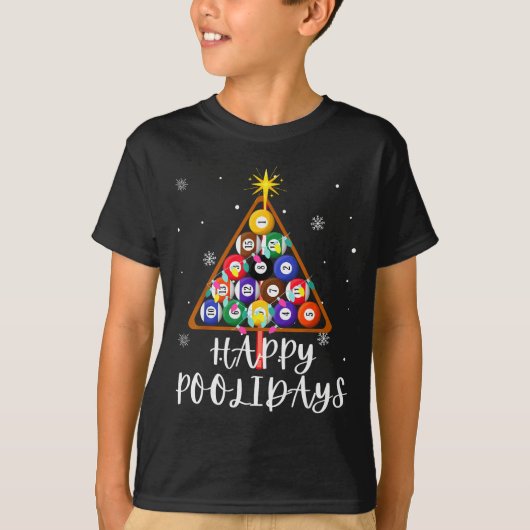 Billiard Ball Xmas Tree Ol Billiards Christmas  T-shirt (Voorkant)
