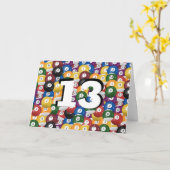 Billiard Balls 13de verjaardag Kaart (Gele Bloem)