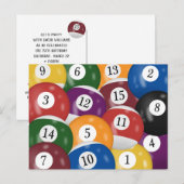 Billiard Balls 15e Birthday Party Briefkaart (Voorkant / Achterkant)