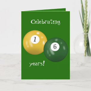 Billiard Balls 16de verjaardag Kaart