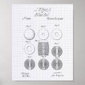 Billiard Balls 1865 Patent Art - Lined Peper Poster (Voorkant)