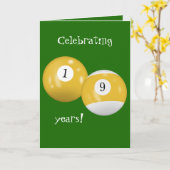 Billiard Balls 19de verjaardag Kaart (Gele Bloem)