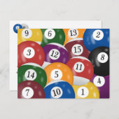 Billiard Balls 20th Birthday Party Briefkaart (Voorkant / Achterkant)