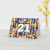 Billiard Balls 21ste verjaardag Kaart (Gele Bloem)