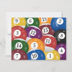 Billiard Balls 29th Birthday Invitation Kaart