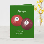 Billiard Balls 37e verjaardag Kaart (Gele Bloem)